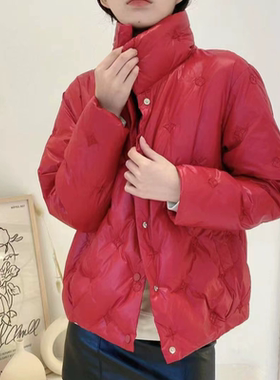 A242百搭轻薄款羽绒服2024年冬季新款女刺绣羽绒服外套