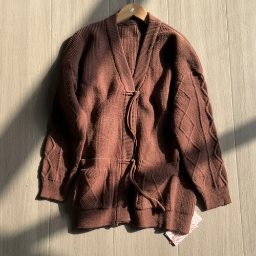 A503新中式秋冬宽松大码毛衣开衫外套