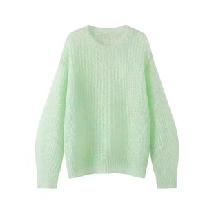 C322冬新款 女 百搭复古慵懒风宽松针织衫