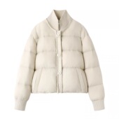 白色面包服立领针织拼接假2外套女 新款 D123羽 绒服2冬季