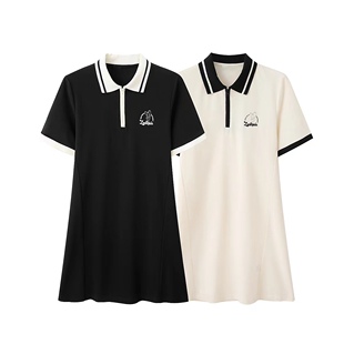 减龄撞色Polo领卡通刺绣套头短裙 连衣裙女装 时尚 新款 A241 夏季