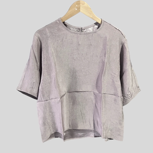 套头垂感上衣衬衫 醋纤短袖 女 套头宽松大码 B403宽松大码