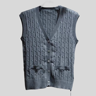 开衫 百搭V领针织马甲女无袖 背心 时尚 B323新品