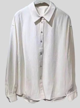 B144春季女装衬衫醋纤长袖后背开衩纽扣肌理感重磅垂感衬衫