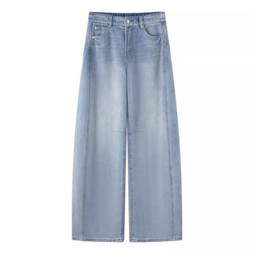 C903 艾春款春棉阔腿直筒弯刀裤女显瘦拖地牛仔裤502132