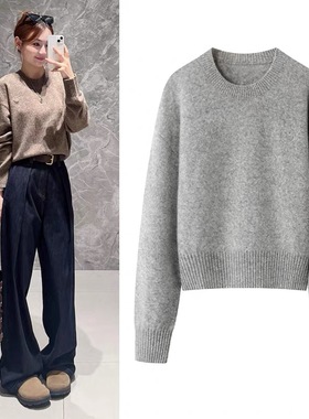 A922【秦岚同款】冬新品字母刺绣针织衫宽松大码毛衣女