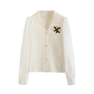 女装 减龄手工花拼接长袖 秋季 韩版 毛衣套头上衣 新款 B132针织衫