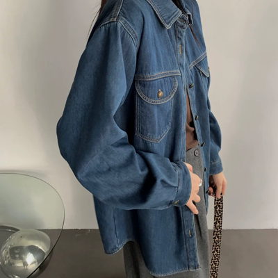 A903秋冬新款加绒大码牛仔衬衫女百搭显瘦加厚保暖牛仔衬衣763