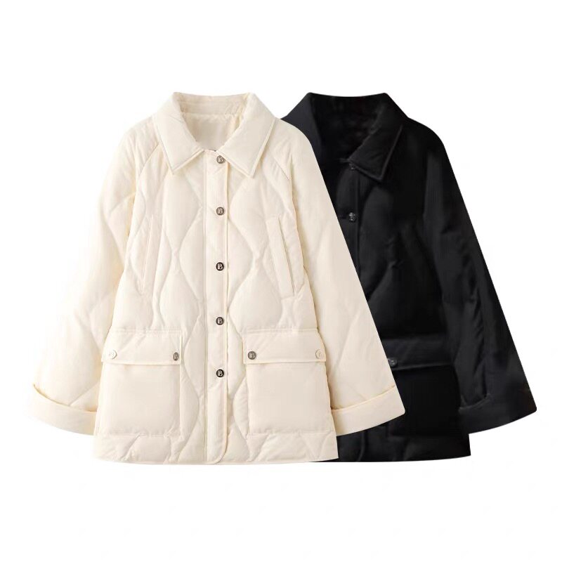 C504轻型衬衫式羽绒服女冬季新品时尚百搭薄款保暖鸭绒外套