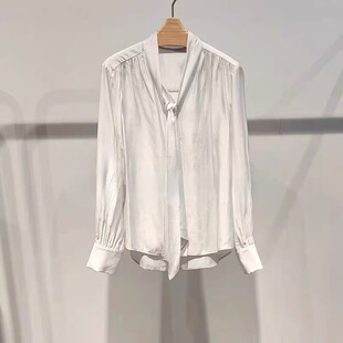 B323淑女轻量气质职场通勤飘带设计元 上衣 丝长袖