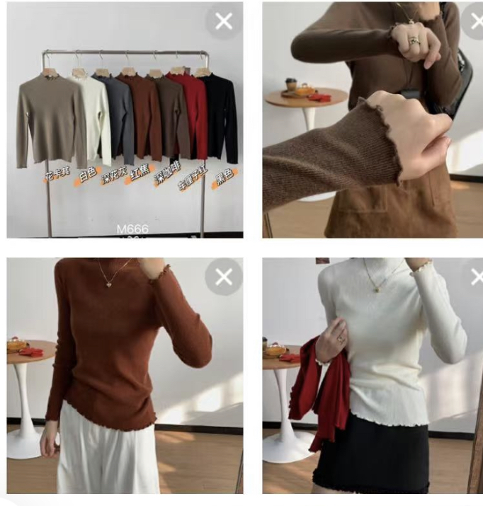 B513秋季新款气质半高领长袖针织衫女软糯内搭打底上衣