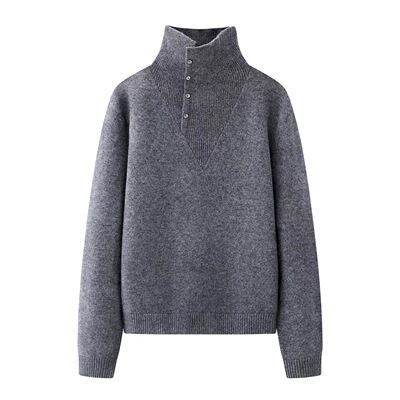 A733新款时尚简约百搭显瘦高领长袖针织衫女