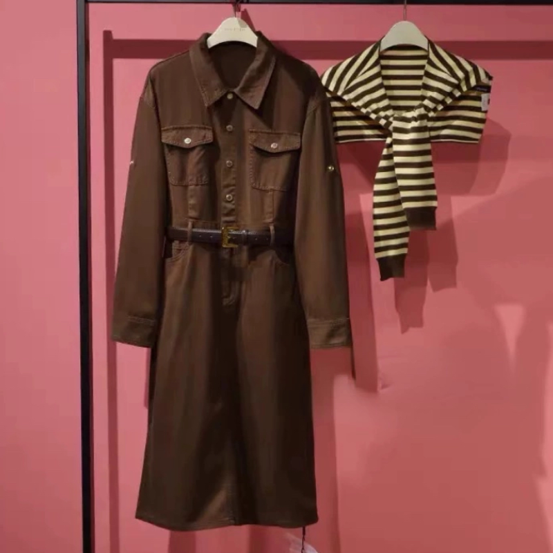 A633牛货秋冬季长袖可挽两件套长款连衣裙A1FAF1125H9