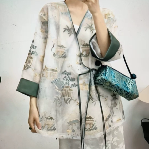 E953新中式国风重工刺绣上衣女夏季复古休闲外套禅意茶服