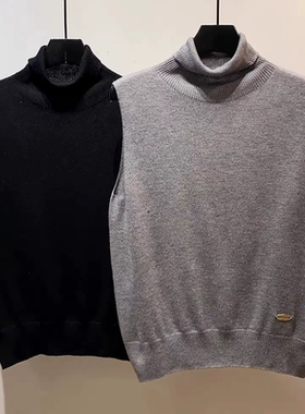 B143韩版简约修身显瘦套头针织背心女秋新款高领内搭无袖上衣