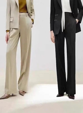 D422春夏季新款长裤西裤气质直筒复古高级感西装裤女