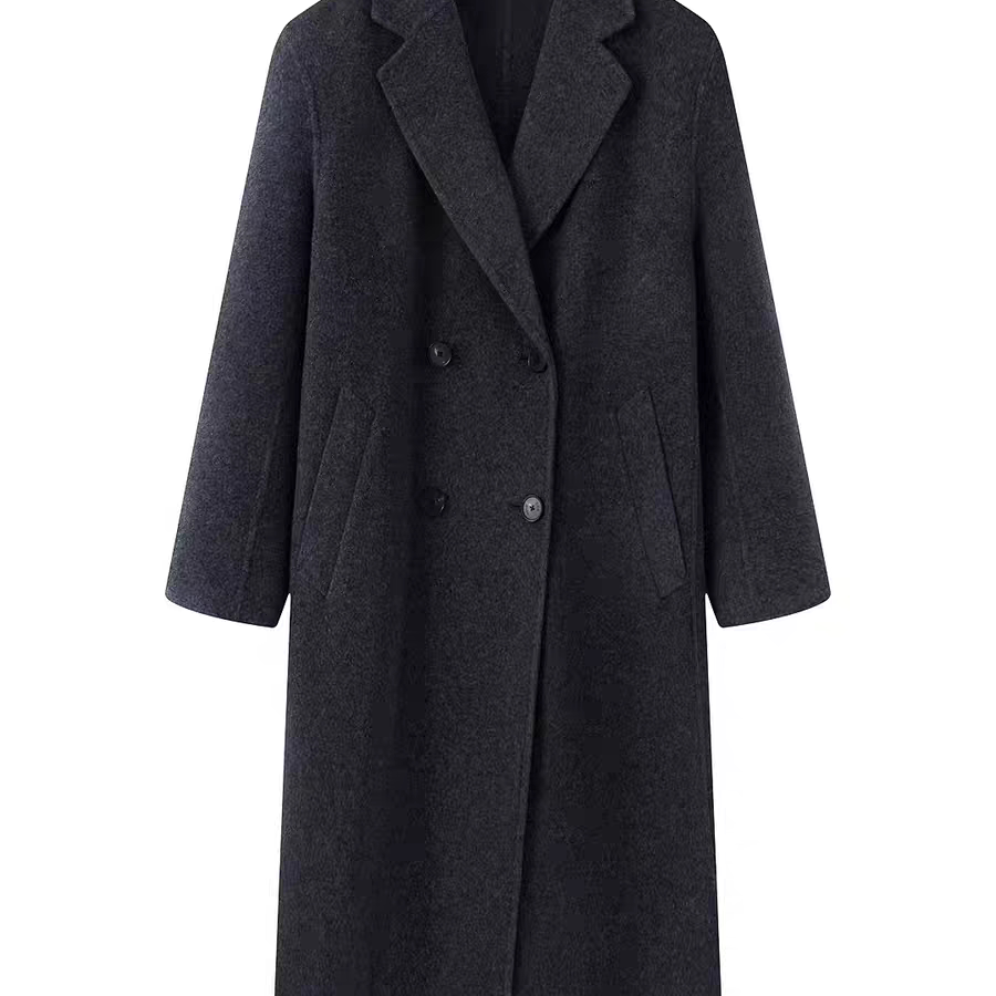 D313双面呢大衣冬季新款气质百搭中长款毛呢大衣呢子外套休闲