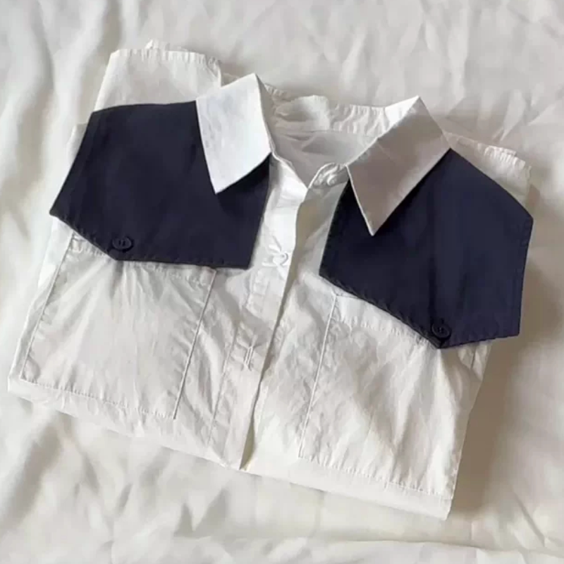 C302大码衬衫可脱卸披肩2件套女