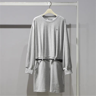 E653鸟系列春季新款时尚休闲气质收腰显瘦运动风百搭灰色连衣裙