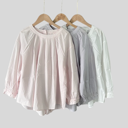 B132宽松大码全7分袖花边拼接女装衬衫