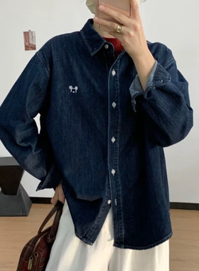 A322秋冬新款磨毛绒刺绣牛仔衬衫女显瘦加厚保暖牛仔衬衣女791