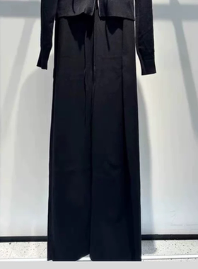 A622断码情加厚松紧腰直筒针织休闲黑色百搭女裤