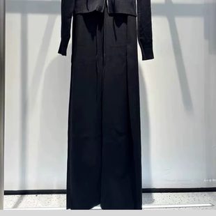 A622断码 情加厚松紧腰直筒针织休闲黑色百搭女裤