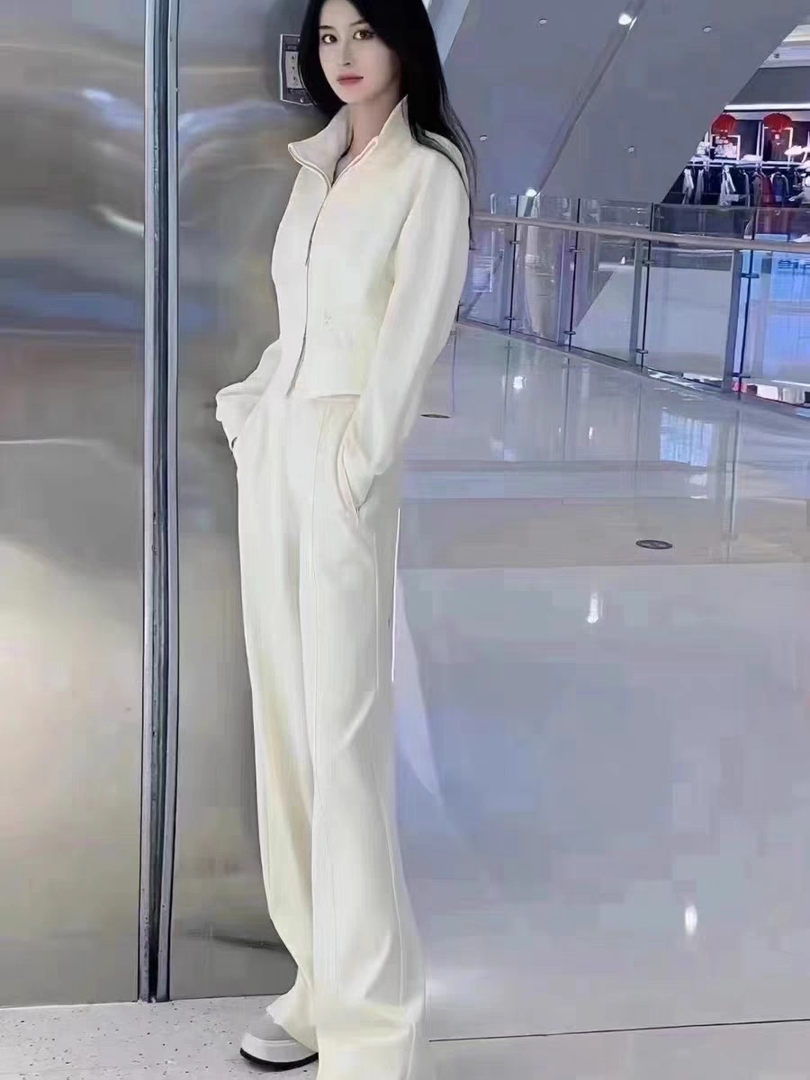 B943米白秋季女装卫衣加松紧腰长裤套装女