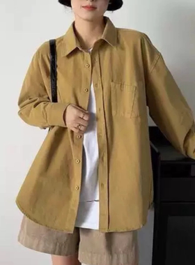 D033高级感衬衫女春秋复古港风宽松长袖衬衣法式别致独特外套
