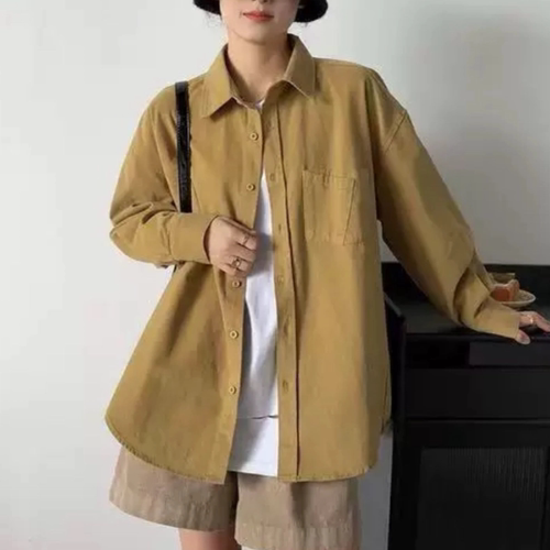 D033高级感衬衫女春秋复古港风宽松长袖衬衣法式别致独特外套