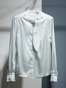 C322秋季 时尚 百搭飘带衬衫 女上衣 新款