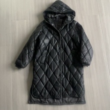 A413原版宽松版皮衣加棉菱行格中长款磨砂pU棉衣外套连帽风衣