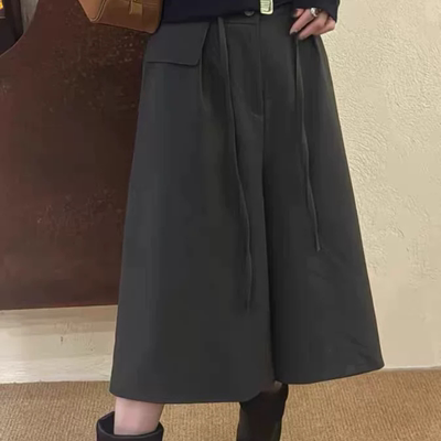 2026春秋季新款女装时尚休闲百搭高腰显瘦西装7分阔腿裙裤女B762