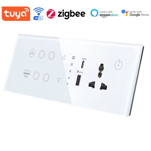 254型Tuya涂鸦WiFi智能开关多功能组合语音控制开关插座Zigbee