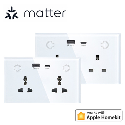 matter墙插智能插座usb快充147智能双插WiFi直接Homekit 通用孔