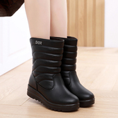 撤柜款 厚底防滑防水中筒靴 雪地靴女加绒保暖东北特厚棉鞋 冬季 新款