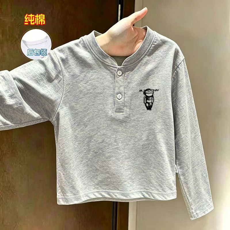 秋季纯棉男女儿童POLO衫长袖韩系潮流新款印花洋气时尚休闲上衣春