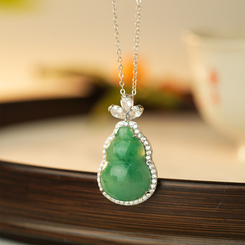 非洲翠S925银高冰帝王葫芦吊坠