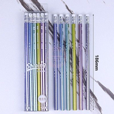 晨光炫闪HB三角木杆铅笔2B学生考试美术绘图铅笔带橡皮头AWP309B7