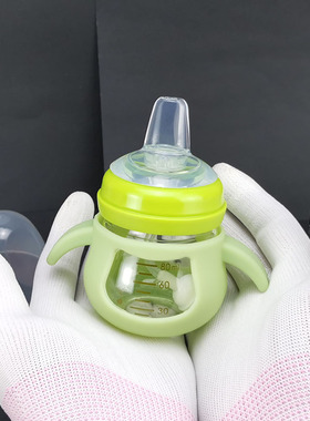 婴儿迷你小容量宽口径晶钻玻璃80ml鸭嘴杯奶瓶6个月以上宝宝喝水