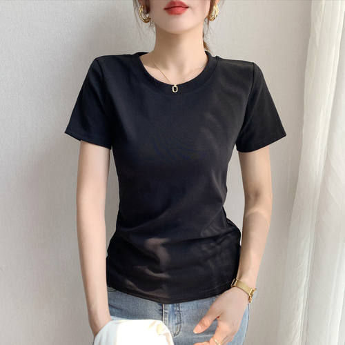 白色短袖修身圆领T恤女夏新款