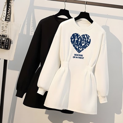 加绒加厚卫衣连衣裙女秋冬季