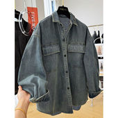 通勤女装 女2025年新款 宽松衬衣百搭设计外穿上衣 复古牛仔衬衫 美式