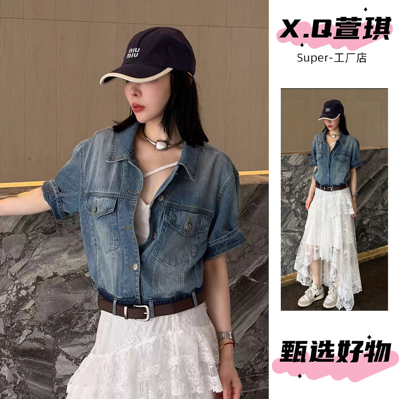 欧版复古牛仔短袖外套女2026春新图片