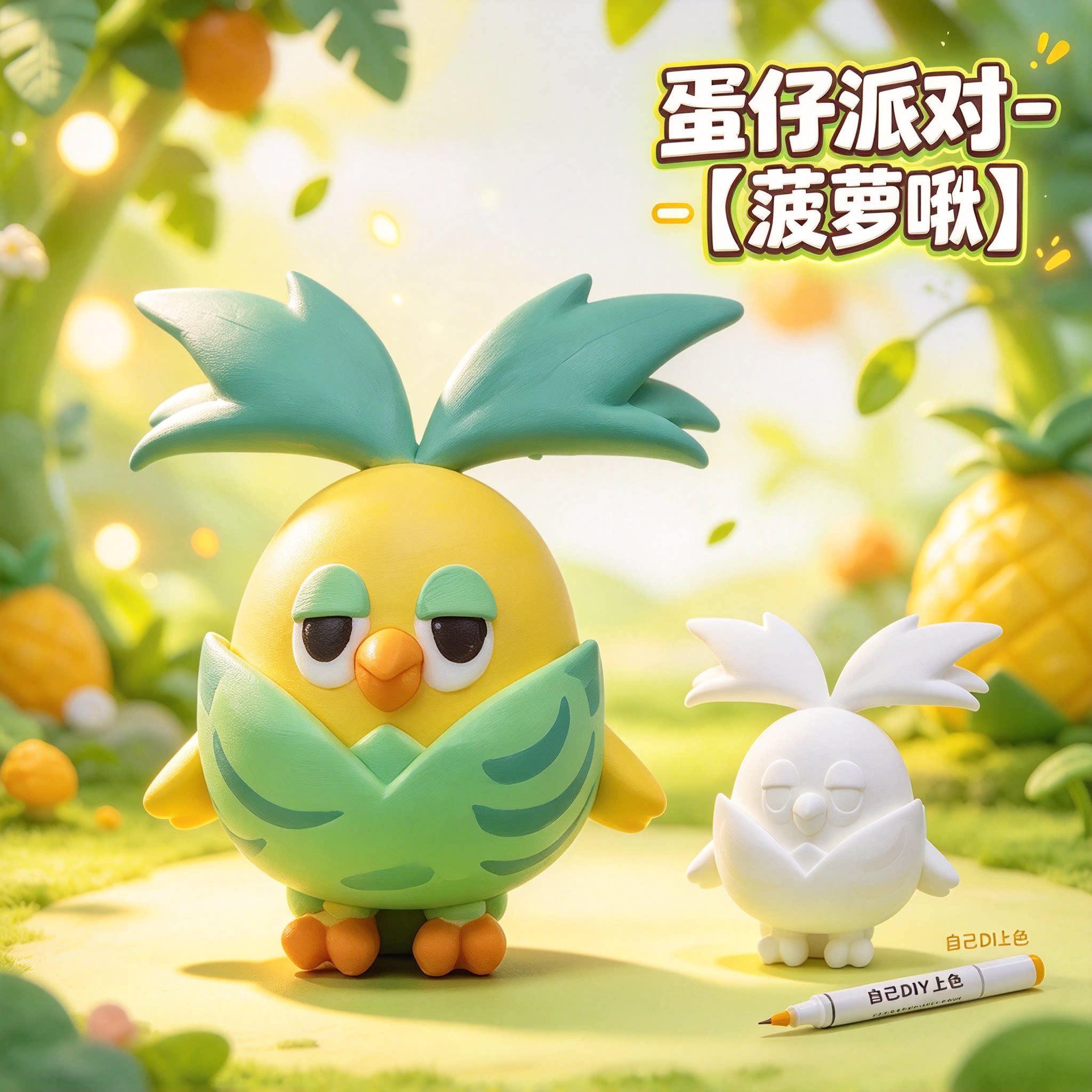 蛋仔派对- 菠萝啾模型diy上色涂装涂色手办解压儿童玩具亲子手工