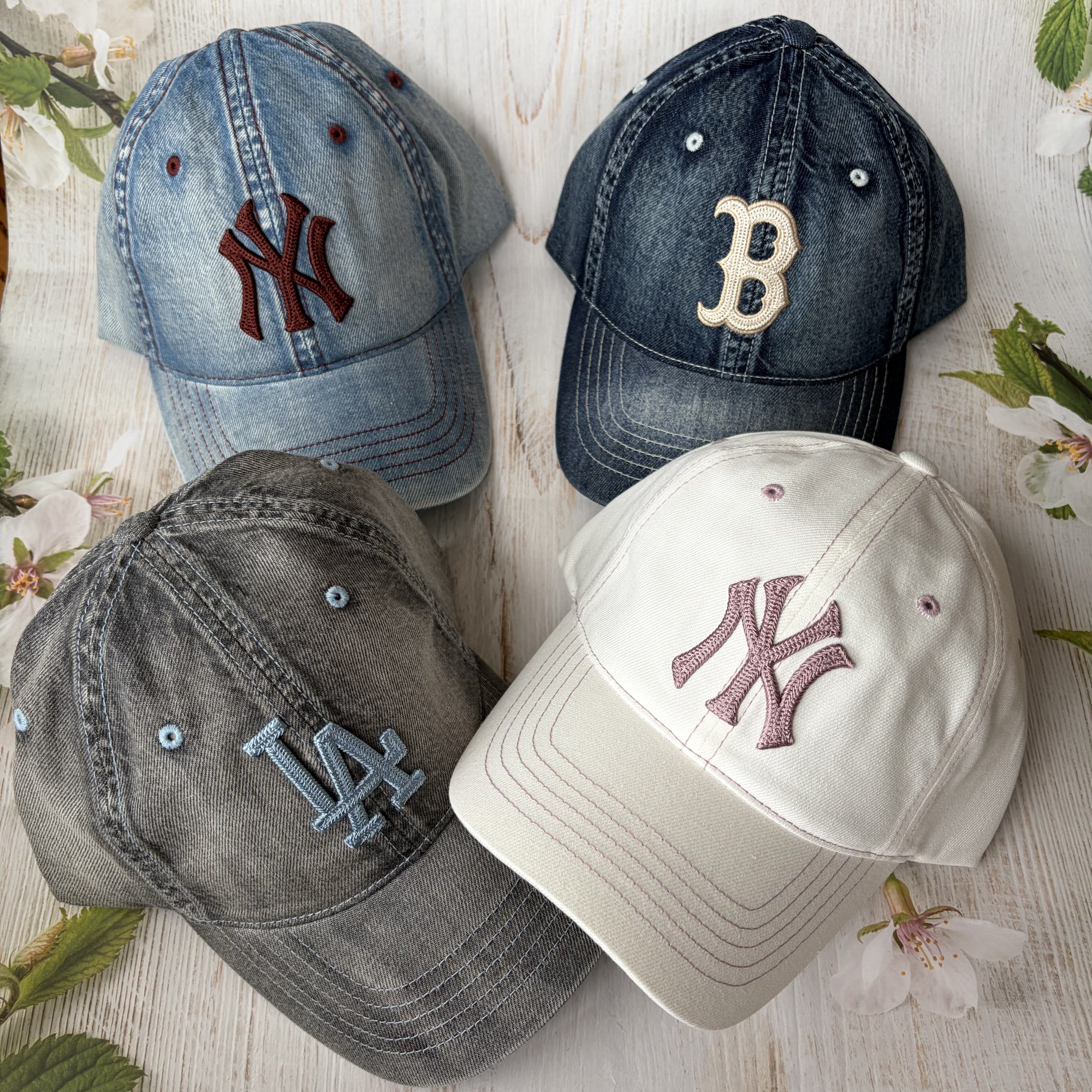 MLB春夏新款正品牛仔软顶刺绣大标复古休闲鸭舌棒球帽子3ACPB126N