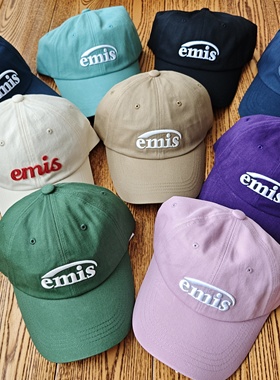 韩国正品emis春秋男女新款软顶刺绣字母休闲鸭舌棒球帽子明星同款