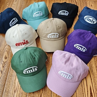 韩国正品emis春秋男女新款软顶刺绣字母休闲鸭舌棒球帽子明星同款