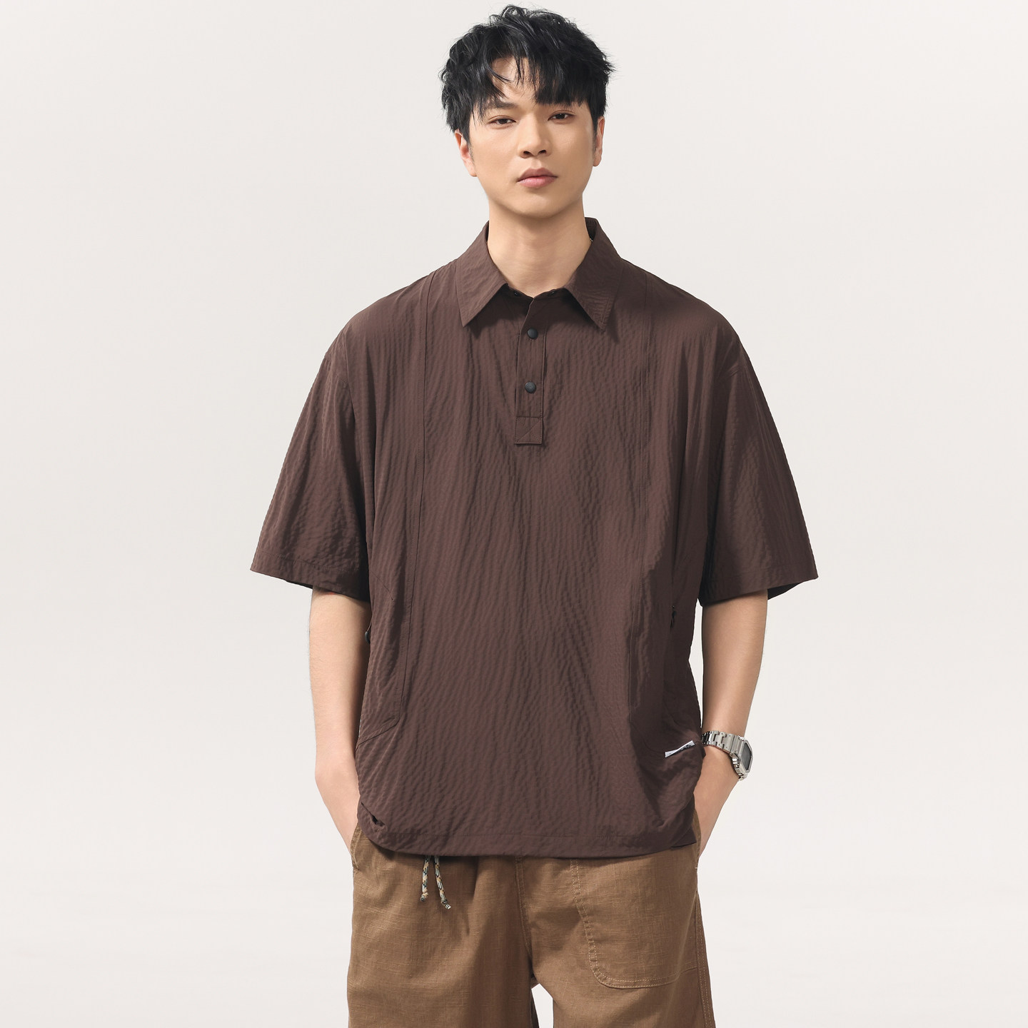 速干泡泡纱肌理感短袖Polo衫男