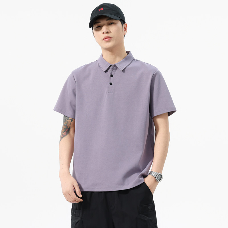 索罗娜冰氧棉正肩短袖T恤男2025夏季美式潮牌宽松休闲POLO衫上衣